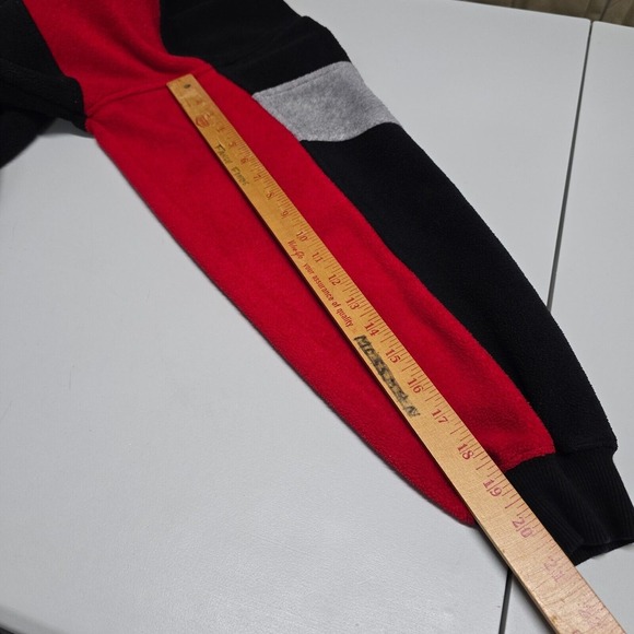 Guess Sweater Mens‎ Medium Black Red Fleece Spellout 1/4 Zip Vintage Y2K - Picture 11 of 13